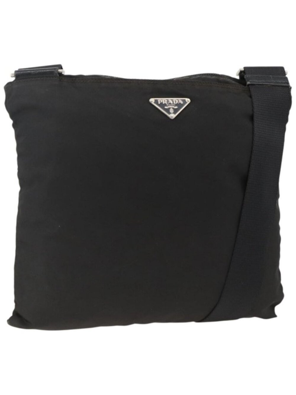 Authentic PRADA Shoulder Bag Nylon Black Silver